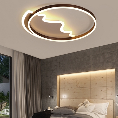 Wavy Flush Light Modern Style Acrylic Bedroom Flush Mount Ceiling Lighting in Coffee