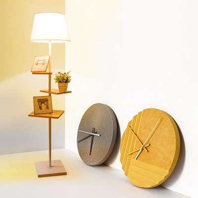 Wooden Tray Floor Lamp Modern 1-Light White Floor Standing Light with Empire Shade
