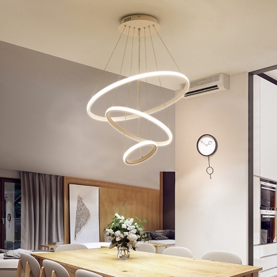 Aluminum Rings Pendant Lamp Simplicity LED Chandelier Light Fixture for Dining Room