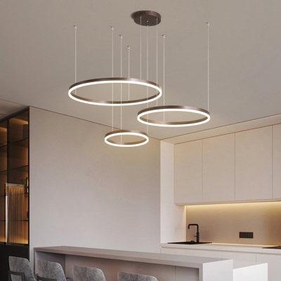 Circles Living Room Chandelier Lighting Aluminum Minimalist LED Hanging Ceiling Light