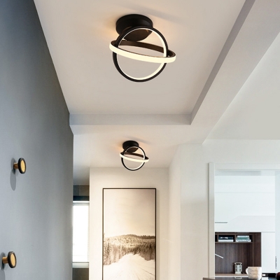 Crossed Ring Ceiling Flush Light Minimalism Metal Corridor LED Semi Flush Mount Light