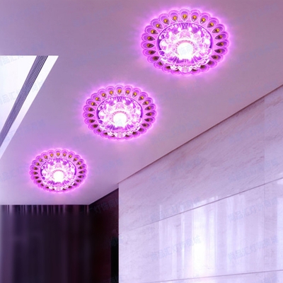 Flower Corridor LED Flush Light Fixture Clear Crystal Modern Ceiling Flush Light