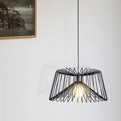 Frustum Caged Pendant Lighting Loft Style Metallic 1 Bulb Ceiling Suspension Lamp
