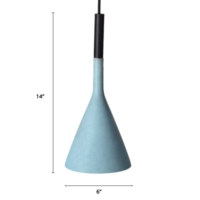 Nordic Funnel Shaped Pendant Lamp Concrete Single-Bulb Bedside Hanging Light Fixture