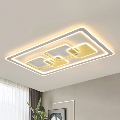 Ultrathin Living Room Ceiling Light Acrylic Modern LED Flush Mount Light Fixture in Gold