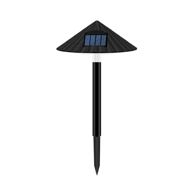 Umbrella Shaped Ground Lamp Modern ABS Solar Powered Lawn Stake Lighting in Black