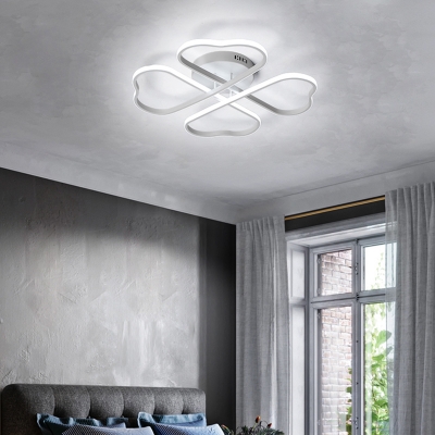 White Clover LED Semi Flush Light Simple Aluminum Ceiling Mounted Light for Bedroom