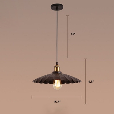 1-Light Iron Pendulum Light Loft Style Black Shaded Dining Room Pendant Lighting