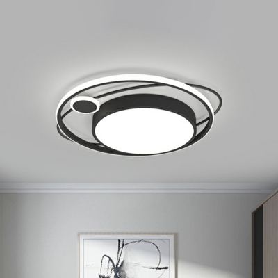 Black Circle Flush Mount Fixture Nordic LED Acrylic Ceiling Mounted Light for Bedroom
