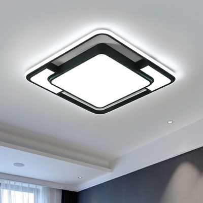 Black Quad Shaped Flush Light Nordic LED Acrylic Ceiling Mounted Light for Living Room