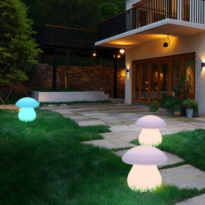 Cartoon Mushroom LED Ground Light PE Park Decoration Rechargeable Lawn Lighting in White