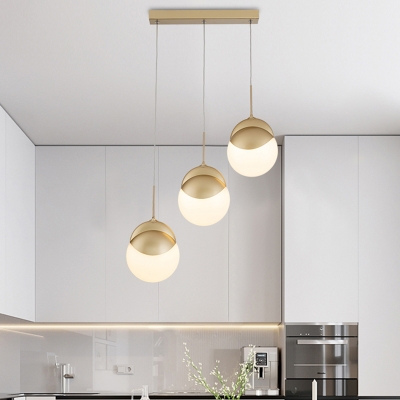 Gold and White Disc Pendant Lamp Minimalistic Acrylic LED Multi Ceiling Light for Dining Room