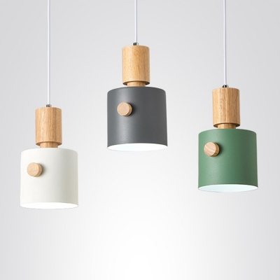 Grenade Down Lighting Pendant Nordic Metal Single-Bulb Ceiling Light with Wood Decor
