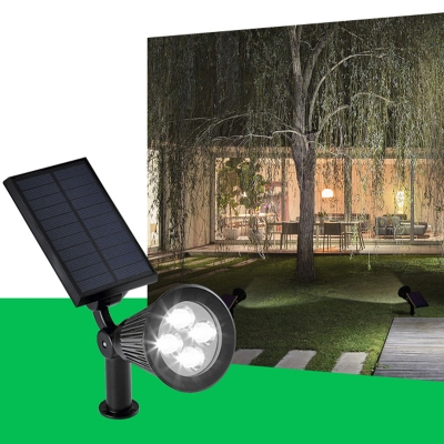 Modern Tapered Solar Ground Lighting Plastic Patio LED Pathway Spotlight in Black