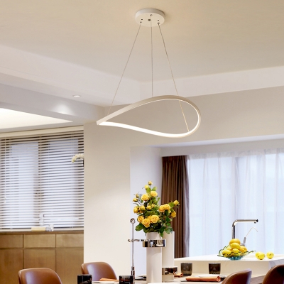 Ringed LED Pendant Light Fixture Minimalistic Metal Dining Room Ceiling Chandelier