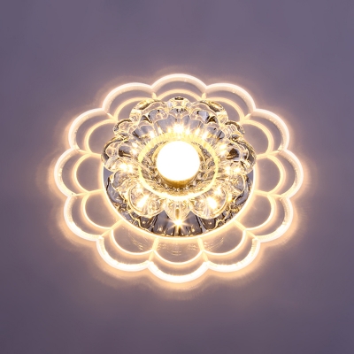Scalloped Ceiling Mount Lamp Minimalist Crystal Clear LED Flush Light for Corridor
