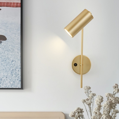 Swivelable Tube Shaped Reading Wall Light Postmodern Metal LED Sconce Lamp for Bedroom