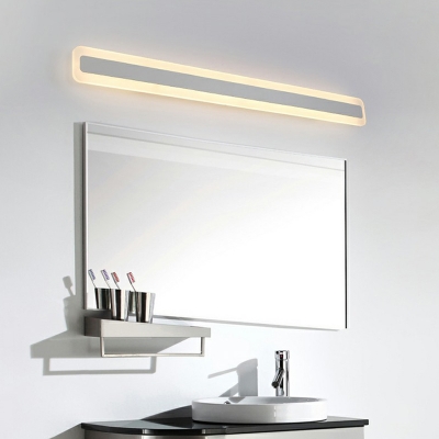 White Bar LED Vanity Lighting Minimalistic Acrylic Flush Wall Sconce for Bathroom