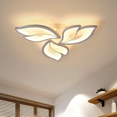Acrylic Wing Shaped Ceiling Flush Light Nordic LED White Semi Flush Mount Light Fixture