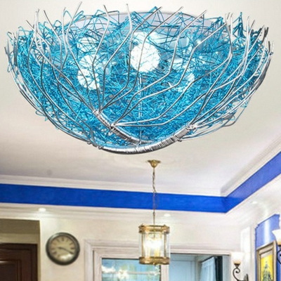 Aluminum Wire Nest Ceiling Light Art Deco Flush Mount Light Fixture for Dining Room