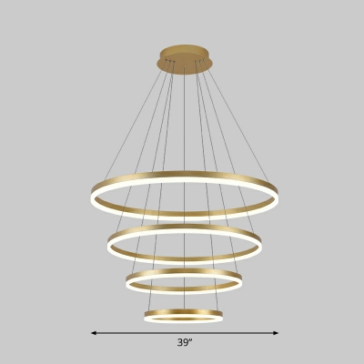 Circular Tiered LED Pendant Chandelier Artistic Aluminum Dining Room Suspension Light Fixture