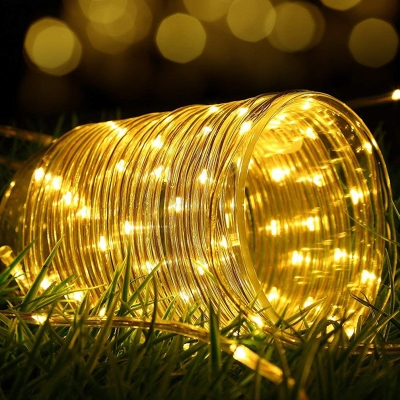 Clear Cable Fairy Light String Art Deco PVC Solar LED Christmas Lamp for Outdoor