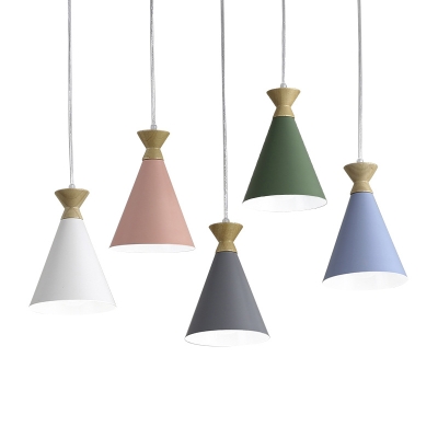 Conic Iron Pendant Light Fixture Minimalist 1 Head Ceiling Hang Lamp for Living Room