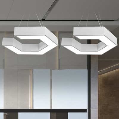 Minimalist LED Pendant Ceiling Lamp C-Shaped Chandelier with Acrylic Shade for Office