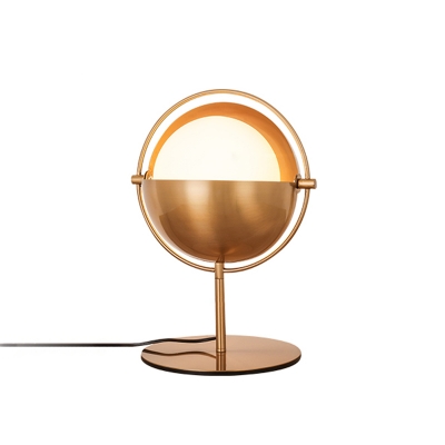 Mobile Spherical Table Light Postmodern Metal 1-Bulb Bedside Night Lamp with Cream Glass Shade