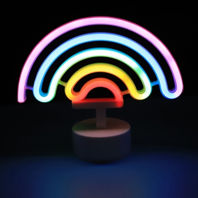 Plastic Cartoon Character Neon Table Lamp Kids Style White Battery LED Night Light