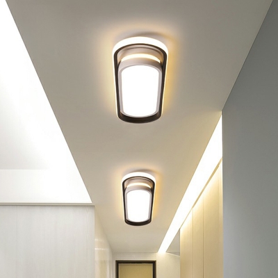 Rectangular Foyer Ceiling Flush Light Acrylic Nordic LED Flush Mount Light Fixture in Black and White