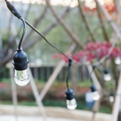 Water-Drop Plastic Solar LED String Lamp Art Deco 10-Bulb Black Christmas Light for Patio, 32.8ft