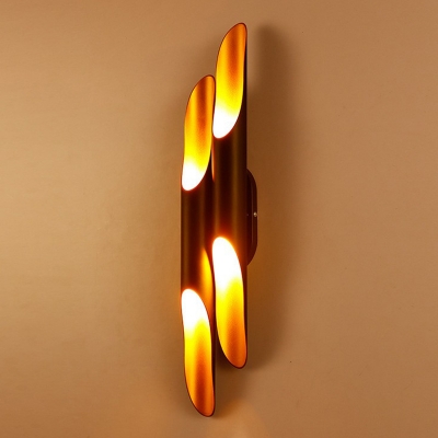 Bamboo Culm Shaped Wall Lamp Postmodern Metal Black and Gold Inner Sconce Light for Stairs
