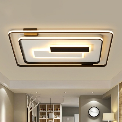 Black Geometrical Flush Mount Lamp Minimalist Acrylic Surface Mounted Led Ceiling Light for Living Room