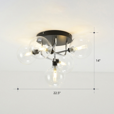 Clear Glass Bubbles Flush Mounted Light Modern Style Semi Flush Mount Ceiling Fixture for Living Room