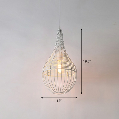 Rattan Water-Drop Pendant Lamp Minimalistic 1-Light Suspended Lighting Fixture for Restaurant
