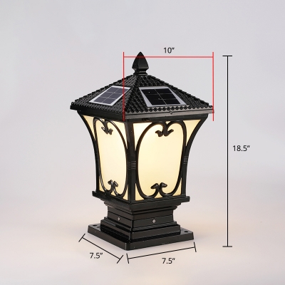Traditional Pagoda Solar Post Light Frosted White Glass LED Landscape Lamp for Yard