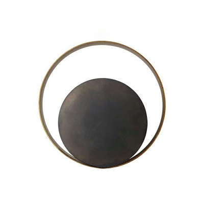 Black and Brass Circles Wall Sconce Postmodern Metal Wall Mount Light for Living Room