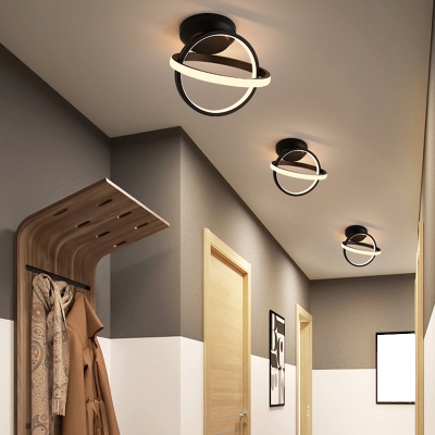 Crossed Ring Ceiling Flush Light Minimalism Metal Corridor LED Semi Flush Mount Light
