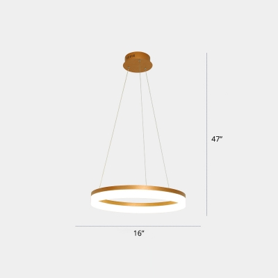 Gold Circular Ceiling Hang Light Modern Acrylic LED Chandelier Pendant for Living Room