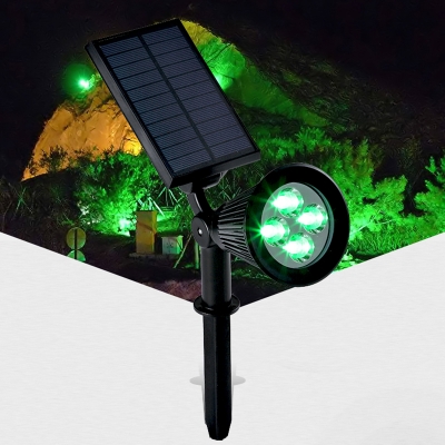 Modern Tapered Solar Ground Lighting Plastic Patio LED Pathway Spotlight in Black