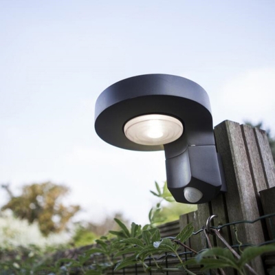 Plastic Round Solar Wall Lamp Simple Style Black LED Sconce Lighting for Outdoor