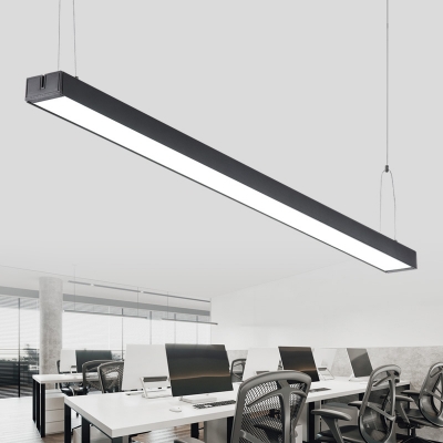 Rectangle Office Hanging Lamp Metal Modern LED Pendant Chandelier Light with Acrylic Diffuser