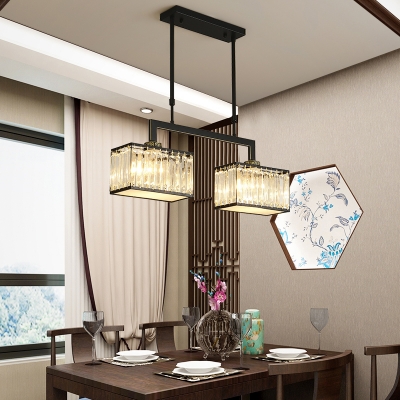 Rectangular Prismatic Crystal Island Light Simplicity Dining Room Hanging Light Fixture
