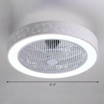 Remote Control Round Bedroom Hanging Fan Lamp Acrylic Nordic 21.5
