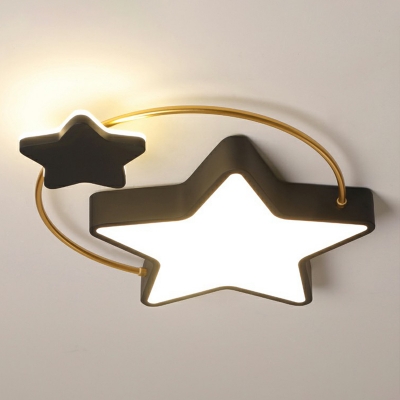 Star Childrens Bedroom Flush Mounted Light Metal Cartoon LED Ceiling Light Fixture