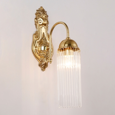 Tassel Living Room Sconce Light Fixture Traditional Clear Glass Rods Gold Finish Wall Light