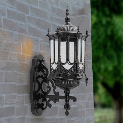 1-Light Cylindrical Wall Sconce Light Antique Aluminum Wall Mount Lamp for Villa Garden