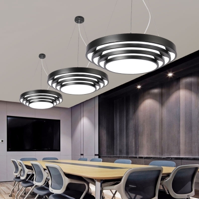 Acrylic Tiered Round Pendant Light Fixture Modernist LED Chandelier for Conference Room