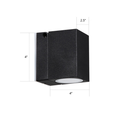 Metal Block Flush Wall Sconce Minimalistic Matte Black LED Wall Mount Light for Yard